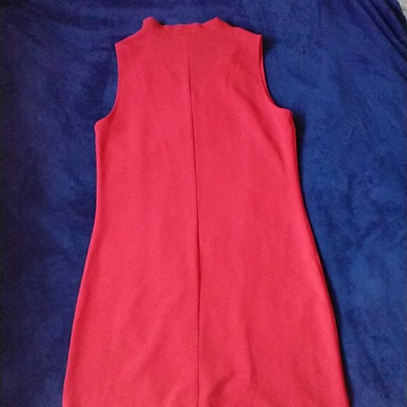 Cloth & People sleeveless red sheath dress with tie front neckline Size M - Picture 5 of 6